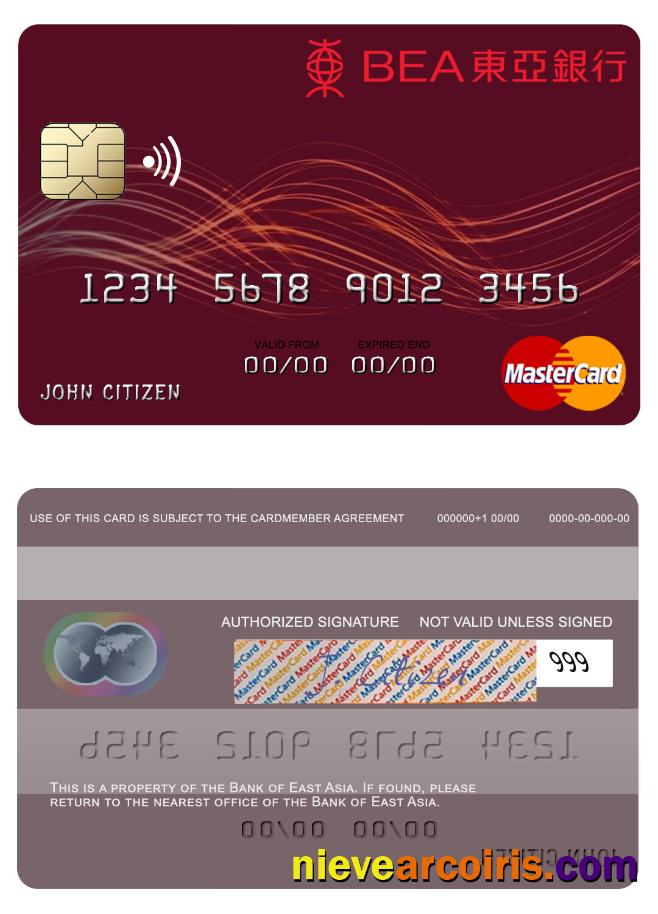 Hong Kong Bank of East Asia mastercard